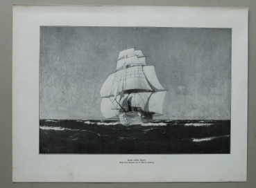 Marine / Segelschiff unter vollen Segeln / 1914-1918 / 1920er Jahre / 1. Weltkrieg 1.WK WWI / Patriotik Kunst Druck